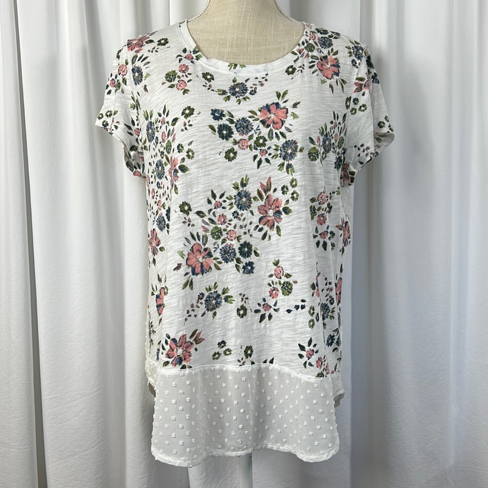 Maison Jules M White Floral Blouse